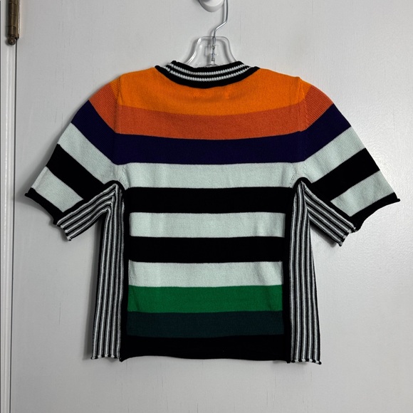 NWT Christopher John Rogers striped knit crop short sleeve baby tee size medium - Picture 6 of 8